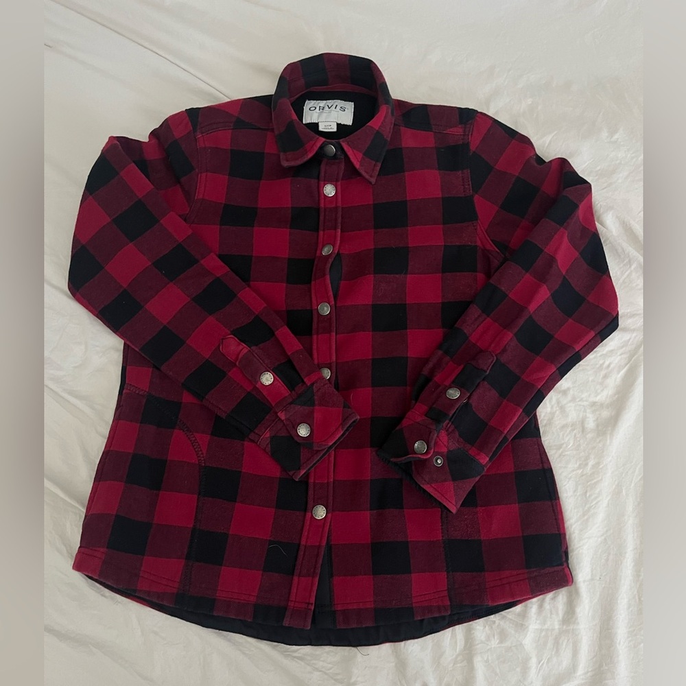 Red and Black Plaid Button-Up Shirt